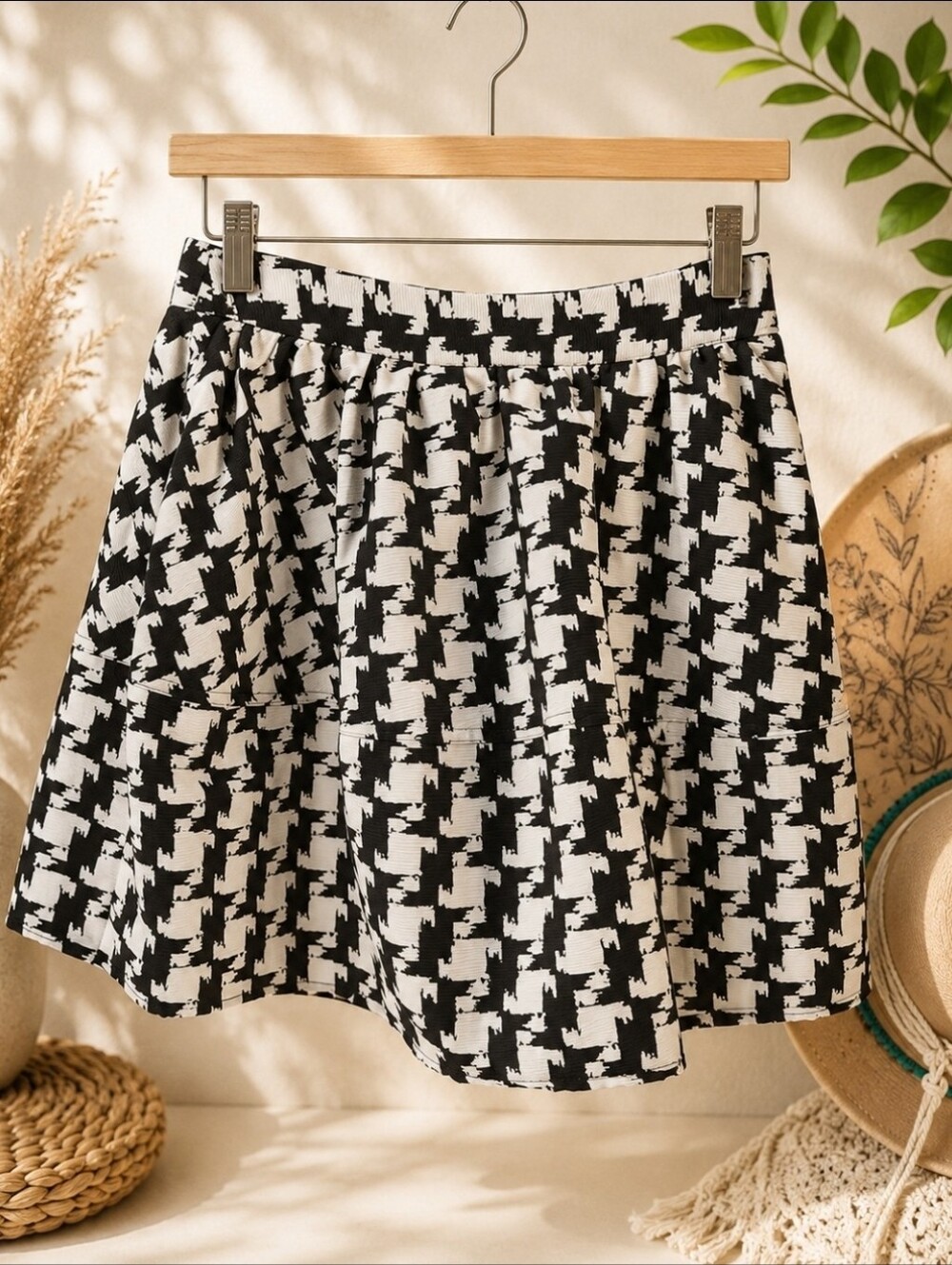 Express houndstooth print bubble skirt